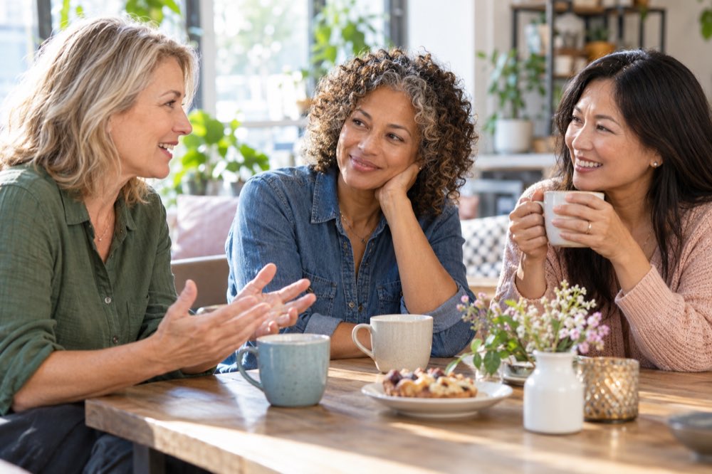 Midlife women having a supportive conversation