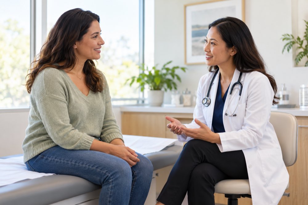 Woman discussing preventive care with her doctor